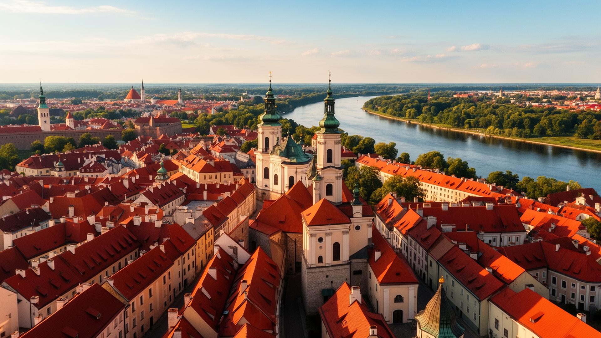 Aerial view of Vilnius Old Town, Lithuania